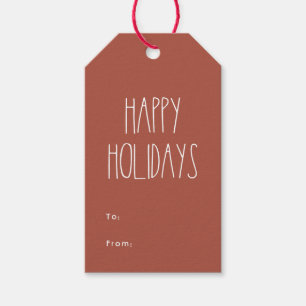 Red Boho Polka Dot Happy Holidays to from Gift Tags