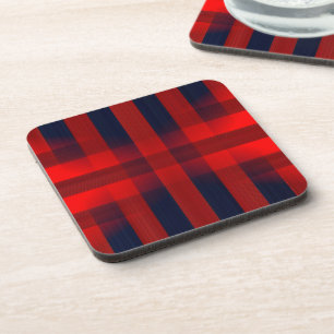 Red Bokeh Buffalo Plaid Coaster