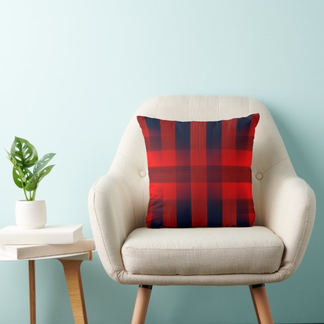 Red Bokeh Buffalo Plaid Throw Pillow (Chair)
