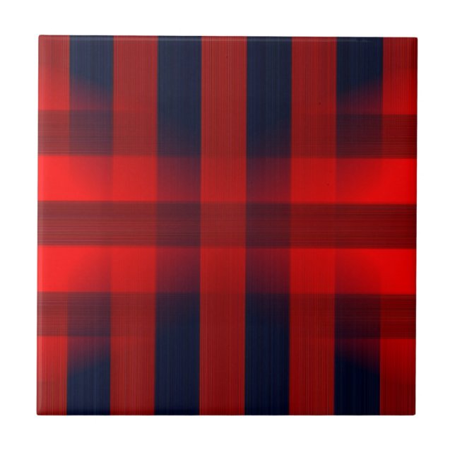 Red Bokeh Buffalo Plaid Tile (Front)