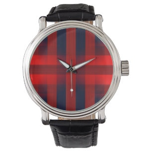 Red Bokeh Buffalo Plaid Watch