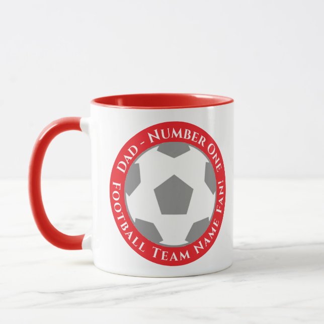 Red – Bold and Passionate Football Dad Mug (Left)