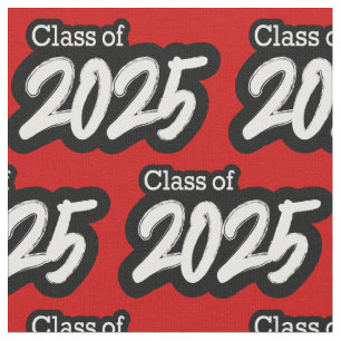 Red Bold Brush Class of 2025 Fabric