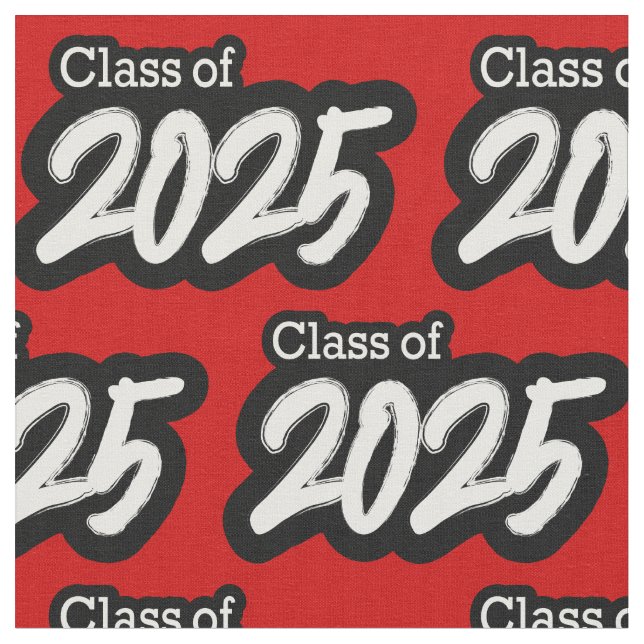 Red Bold Brush Class of 2025 Fabric (Close Up)