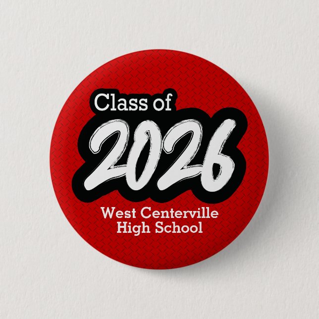 Red Bold Brush Class of 2026 Button (Front)