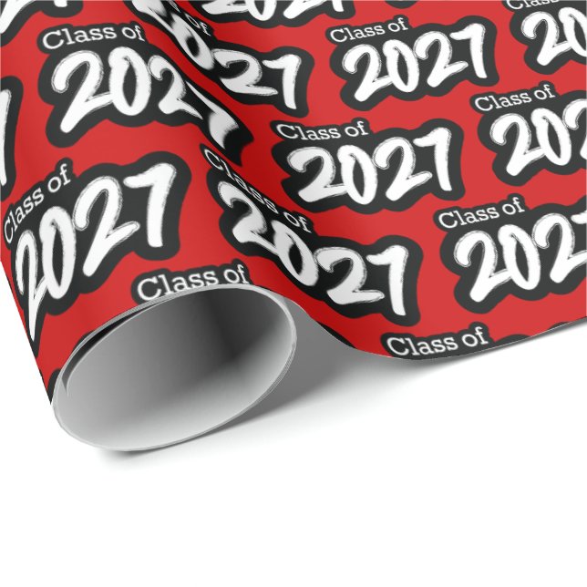 Red Bold Brush Class of 2027 Wrapping Paper (Roll Corner)