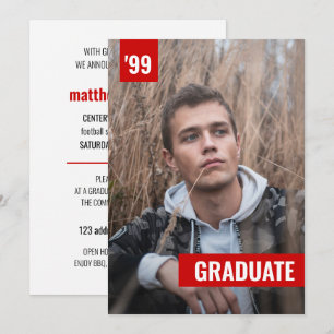 Red Bold & Modern Photo Graduation Invitation