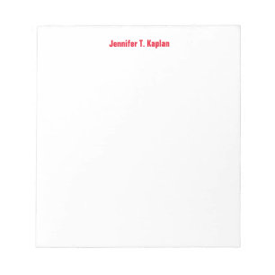 Red Bold Name Plain Simple Professional Modern Notepad