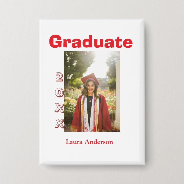 Red bold photo graduation add name class text (Front)