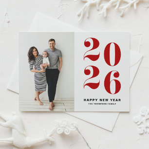 Red Bold Typography 2022 Photo Happy New Year Holiday Postcard