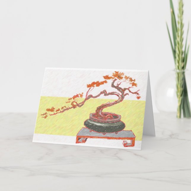 Red Bonsai Greetings Card (Front)
