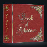 Red Book of Shadows Binder<br><div class="desc">The Book of Shadows is used to store information you'll need in your magical tradition. Red background with pentagram pentacle and triquetra and emerald design print.</div>