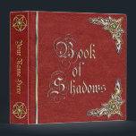 Red Book of Shadows Binder<br><div class="desc">The Book of Shadows is used to store information you'll need in your magical tradition. Red background with pentagram pentacle and triquetra and emerald design print.</div>