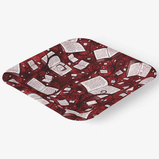 Red Books Background Paper Plate (Angled)