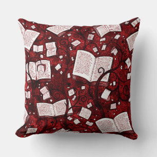 Red Books Background Throw Pillow