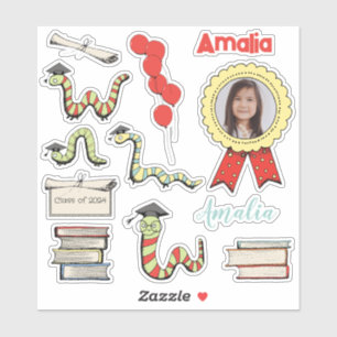Red Bookworm Preschool Graduation Party Name