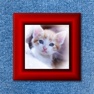 Red Border 2 Inch Square Button
