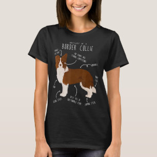Red Border Collie Anatomy Cute Pet Dog Mom Dad T-Shirt