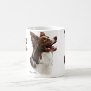 Red Border Collie head design mug