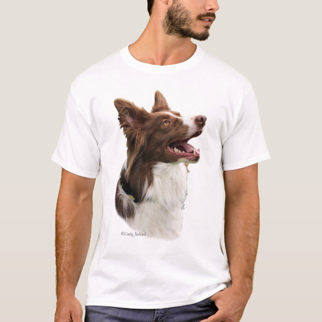 Red Border Collie head on t-shirt (Front)