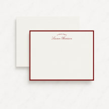 Red Border Elegant Modern Stationery Note Card