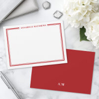 Red Border Minimalist Name Monogram