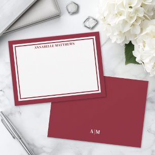 Red Border Minimalist Name Monogram Card
