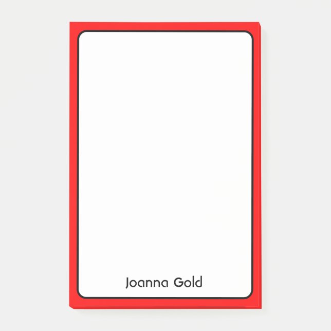 Red Border Minimalist Professional Simple Name  Post-it Notes (Front)