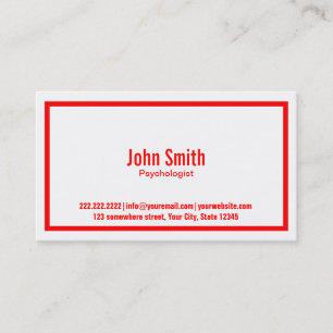 Red Border Psychologist Business Card