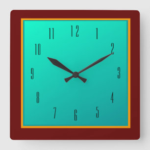 Red Border/ Sea Green Centre> Plain wall Clock