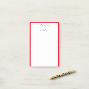 Red Bordered Edges Monogrammed Name Custom Post-it Notes