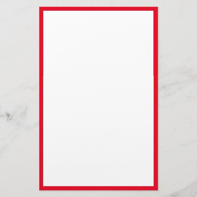 Red Bordered Edges Solid White Background Stationery (Front)