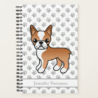 Red Boston Terrier Cartoon Chien et texte personna