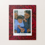 Red Botanical Frame Holiday Photo Gift Puzzle<br><div class="desc">Frame your favorite portrait photograph with a border of warm red foliage in a painterly style on a burgundy background and give you loved ones (or yourself) a sweetly personal and one-of-a-kind gift puzzle. Add your photo and personalize the image caption text to mark the occasion.</div>