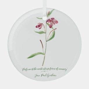 red botanical minimal vintage for her glass ornament