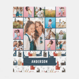 Red botanical modern minimal pampas 15 photo fleec fleece blanket