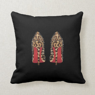 Red bottom shoes heels stilettos in LEOPARD Throw Pillow