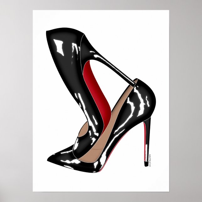 Red Bottoms stilettos shoes, black high heels Poster (Front)