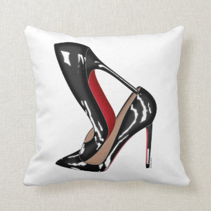 Red Bottoms stilettos shoes, black high heels Throw Pillow