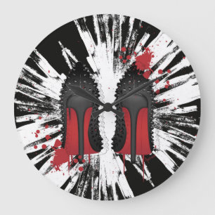 Red Bottoms Stilettos shoes heels spatters & drips Large Clock