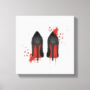 Red bottoms stilettos shoes high heels & spatters canvas print