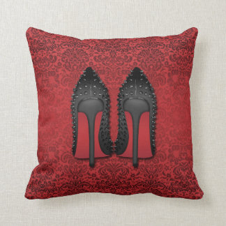 Red Bottoms stilettos shoes in RED DAMASK Throw Pillow
