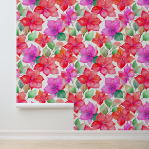 red bougainvillea pattern  wallpaper