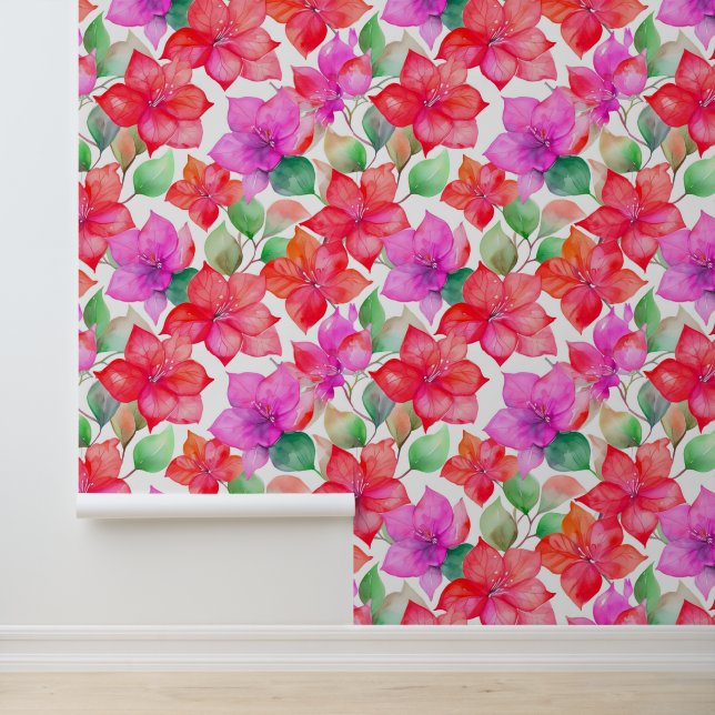 red bougainvillea pattern  wallpaper (Application)