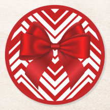 Red Bow and Stripes | Festive Paper Coasters