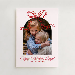 Red Bow Arch Frame Valentine’s Day Photo Card