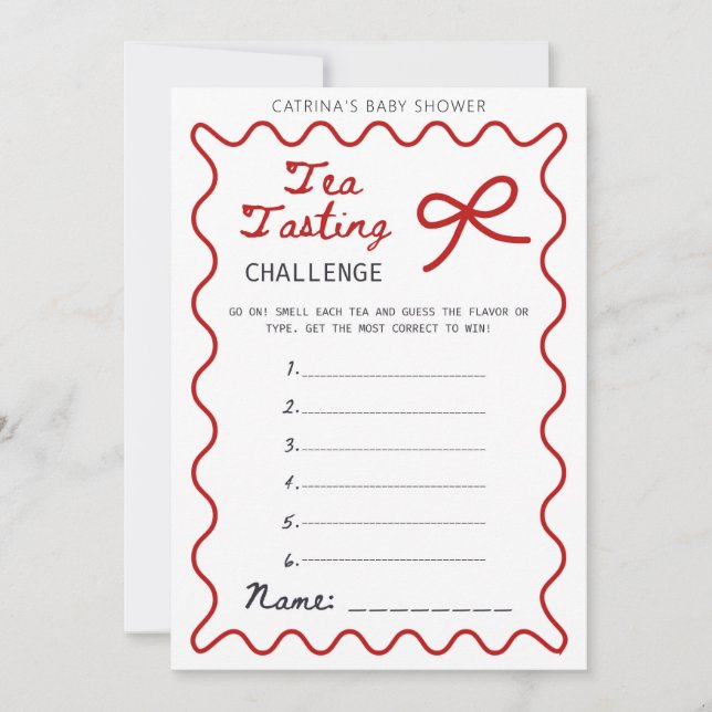 Red Bow Baby Shower - Editable Name, 5x7 Invitatio Invitation (Front)