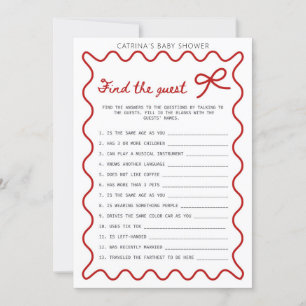 Red Bow Baby Shower - Editable Name, 5x7 Invitatio Invitation