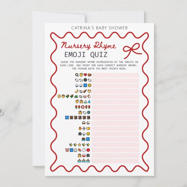 Red Bow Baby Shower - Editable Name, 5x7 Invitation (Front)