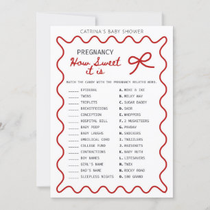 Red Bow Baby Shower - Editable Name, 5x7 Invitation